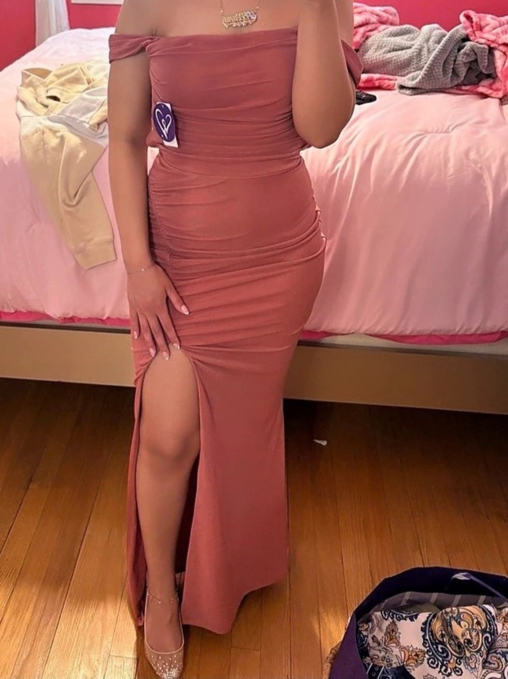 Windsor Off The Shoulder Maxi Dress Pink Maxi Dress